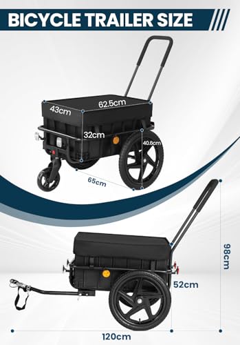 Fiximaster 2-in-1 Fahrrad Lastenanhänger, Fahrradanhänger mit Schiebebügel, stabilem Eisenrahmen, 40 cm Luftreifen, bis 40 kg belastbar, Schwarz