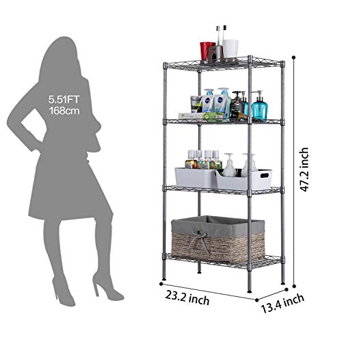 SINGAYE 4 Tier Adjustable Wire Shelving Metal Storage Rack for Laundry Bathroom Kitchen 530Lbs Capacity 13.4