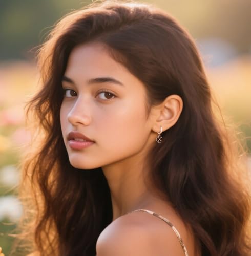 Reffeer Solid 925 Sterling Silver Clover Flower Drop Hoop Earrings for Women Teen Girls Black Flower Hoop Earrings Drops for Summer Spring2