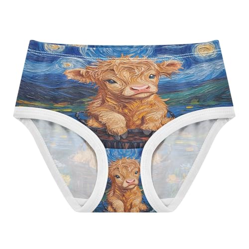 Cute Baby Highland Cow Basket Van Gogh Starry Night Toddler Girls's Underwear 2T 202b8588