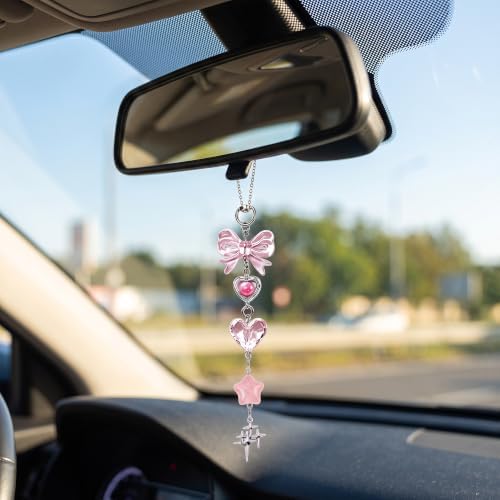 Y2K Car Accessories, Trendy Rear View Mirror Charm for Women Aesthetic
