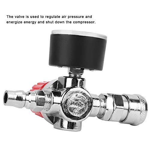 YUMILI Pressure Regulator Air Compressor, Pressure Regulator Switch Control Valve Gauge with Plug / Socket for Air Compressor - Image 2