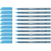 Lot De 10 Stylos à Bille Schneider Vizz - Encre Colorée Indélébile - Corps Transparent - Pointe M - 94% Plastique Recyclé