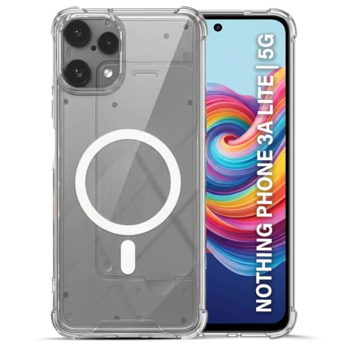 Image of TRUEUPGRADE Back Cover for Nothing Phone 3a Lite 5G Non Mag-Safe Transparent PC + TPU Bumper Case with Magnetic Print Shockproof Protection (Transparent Mag-Safe)