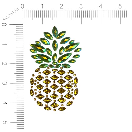 Sasswear Pineapple Jeweled Nipple Pasties, Pasties for Women, Crystal Rhinestone Nipple Cover Pasties for Festivals and Raves, Pasties for Swingers Gold2