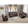 Betsy Furniture Bonded Leather Reclining Sofa Couch Set Living Room Set 8006 (Brown, Sofa+Loveseat+Recliner)