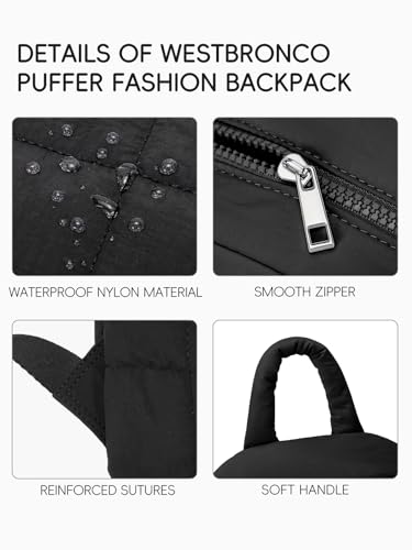 Image of WESTBRONCO Mini Backpack for Women Nylon Small Fashion Backpacks Purse Puffer Lightweight Backpacks for Travel, Shopping, Daily