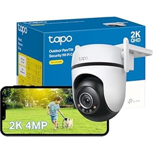 TP-Link Tapo 2K 4MP Pan/Tilt Outdoor Wired Security Wi-Fi Camera, 360° Visual Coverage, Starlight Full-Color Night Vision Up to 98ft, Person/Pet/Venicle Detection,Physical Privacy Mode(Tapo C520WS)