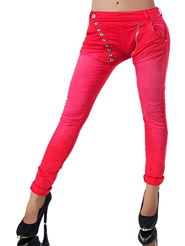 Diva-Jeans - Vaqueros - Boyfriend - Liso - para Mujer Rojo 38 (S)