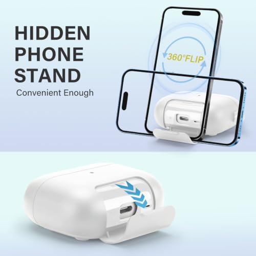 Image of Magnetic Lock Lid Case Compatible with AirPods Pro 3 | Built-in Phone Stand, MagSafe Ready, Shockproof Protective Cover with Lanyard