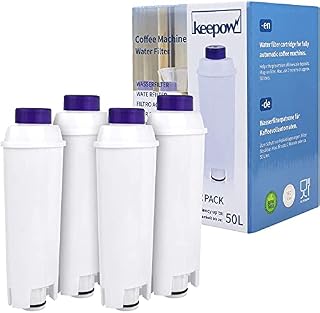 KEEPOW 4 Pack Water Filters for DeLonghi DLSC002, SER3017 & 5513292811, Coffee Machine Water Filter Replacement for ECAM, Esam, ETAM, BCO, EC Coffee Machines