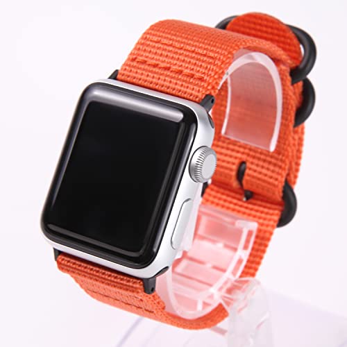 Airself Apple Watch 対応ベルト コンパチブル 時計バンド NATOベルト アップルウォッチ交換ストラップ iWatch 38mm 40mm 41mm 42mm 44mm 45mm Watch Series 6/SE/5/4/3/2/1に対応 (38mm/40mm/41mm, オレンジ(黒バックル))