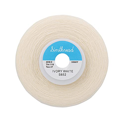 Simthread All Purpose Sewing Thread From 100% Spun Polyester For Serger, Overlock, Merrow, Quilting Sewing 4 Big Cones Of 5000M (5500 Yards) Each - 40S/2 Ivory White #TOP1