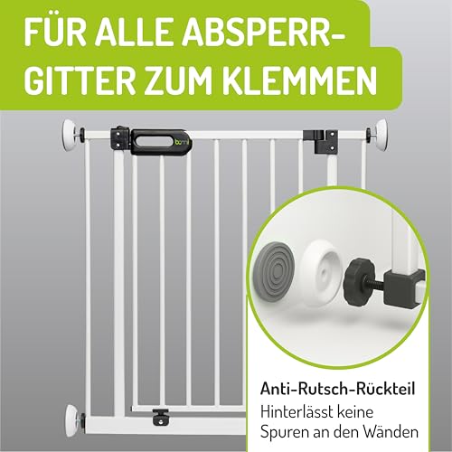BOMI Elefantenfüße 4er Set rund, Weiß I Wandschutzpads für Treppenschutzgitter ohne Bohren & Türschutzgitter I Antirutsch-Funktion I Wandpads zum Klemmen I Hochwertiges Zubehör für Kinderschutzgitter