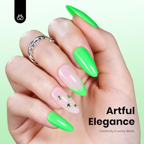 Image of Beetles Neon Green Gel Nail Polish - Hema Free UV LED Soak Off Green Gel Polish Long-Lasting Colorful Bottle Day Nails Art Manicure Salon DIY