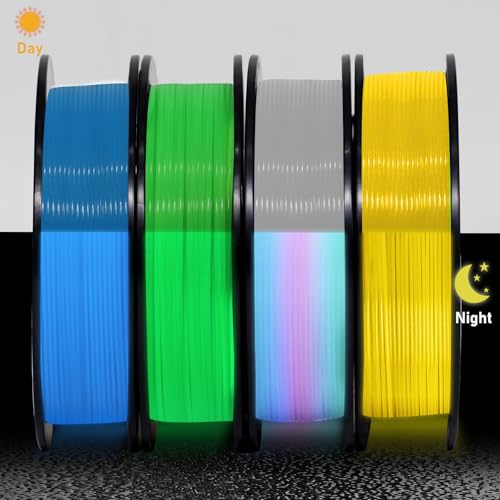 Image of YOUSU 3D Printer Filament Bundle, Glow in The Dark Filament Multicolor, Green, Blue, Yellow and Rainbow PLA Filament 1.75 mm, Dimensional Accuracy + /- 0.03 mm, 250g X 4 Pack