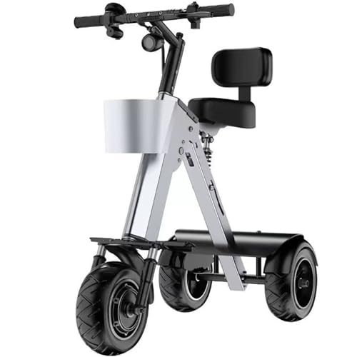 ZenSeFarin Triciclo Eléctrico Plegable De 3 Ruedas con Respaldo para Adultos, Ligero, con Batería...