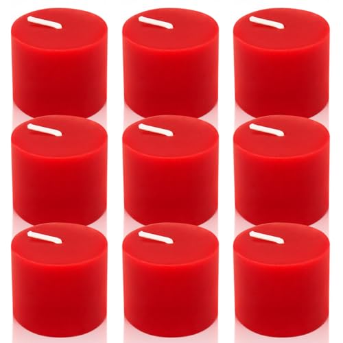 Image of 9 Packs Red Votive Candles, Small Unscented 1.5 Inch Wide By 1.25 Inch Tall Wax Burgundy Colored Candles for Christmas Wedding, Party, Table, Holiday & Home Decoration - 8 Hours Burn Time