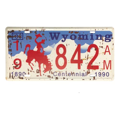 Wyoming License Plate Aluminum Novelty Car Decor License Plates 12"x6" Front of Car Decorative Retro Rusty License Plate for Men Women Car-50