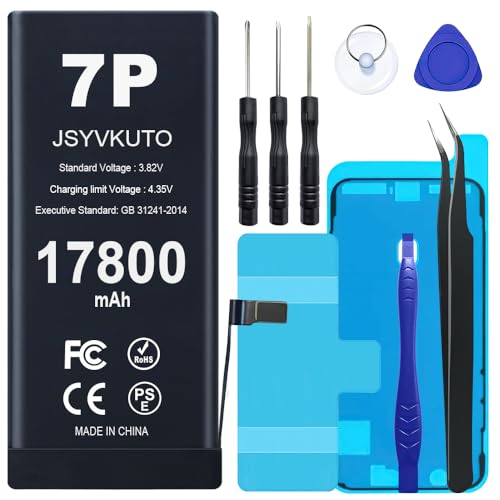 JSYVKUTO 17800mAh Battery for iPhone 7 Plus, New 0 Cycle Upgraded Higher Capacity Replacement Battery for iPhone 7 Plus with Full Set Repair Tool Kit, Model A1661 A1784 A1785
