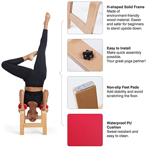 Desire Life Yoga Headstand Bench - standaard yoga-stoel voor familie, gym - hout en PU-pads - verlicht vermoeidheid en bj tot lichaam - Image 4
