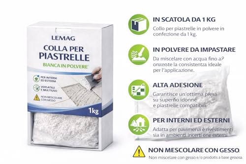 Colla Per Piastrelle Bianca In Polvere 1 Kg – Alta Adesione – Per Pavimenti E Rivestimenti Interni Ed Esterni – Lemag Srl - 4