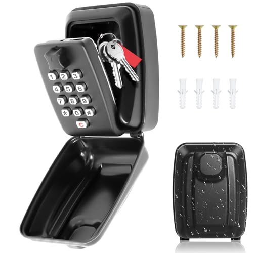 Gekufa Key Safe Outdoor Police Approved and Preferred, Key Lock Box Wall Mounted Outside with Code, 12-Digit Combination Keysafe Lockbox for Home Garage Office Warehouse