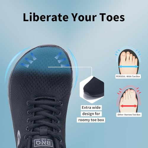 PERSOUL Mens Wide Toe Box Shoes Running Fashion Sneakers Athletic Tennis Walking Shoes with Arch Support for Gym Jogging Workout US 8-132