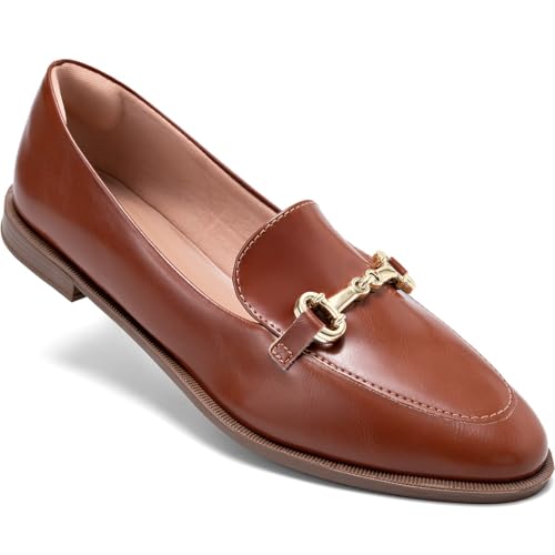 Mocassim Feminino Lumiss Baixo Bico Redondo Enfeite Metalizado Confortável caramelo35