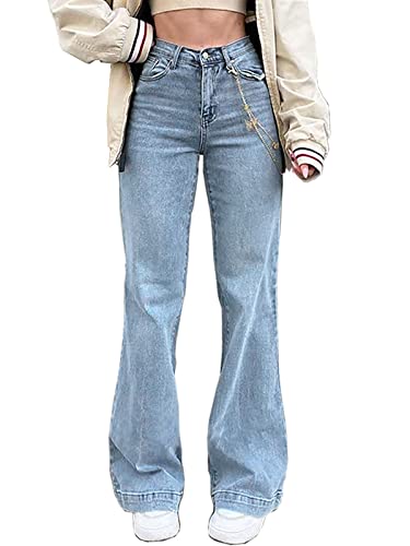 LQI Women's High Waist Baggy Boyfriend Jeans Distressed Wide Leg Denim Pants