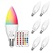 LED Lampe E14 RGBW 2700K 6er Set LED Farbwechsel Birne 5 Watt (ersetzt 40W), Dimmbar Farben LED Glühbirne, Farbwechsel Glühbirne mit Fernbedienung | RGB und warmweiss 2700K