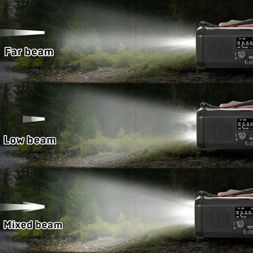 10000mAh Crank Radio, Emergency Radio,NOAA/AM/FM Weather Radio, Type-C Charge,Solar Charging,SOS, 3 Modes LED Torch, Reading Lamp, Compass for Outdoor Survival(Black)