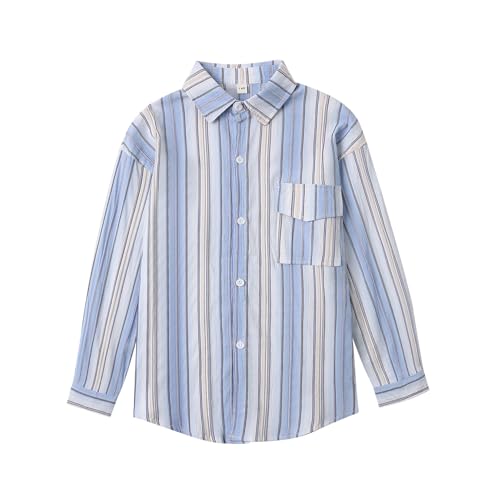 Image of LittleSpring Boys Button Down Long Sleeve Uniform Dress Shirts with Tie