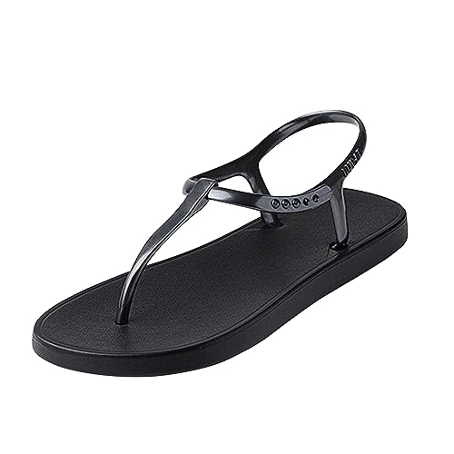 New front Sandali Infradito Donna Sandali Infradito Donna Eleganti Ciabatte Mare Donna Ciabatte Infradito Donna Estive Mare 2cm Altezza Moda Gomma Spiaggia Piscine Vacanza Estate Nero 38