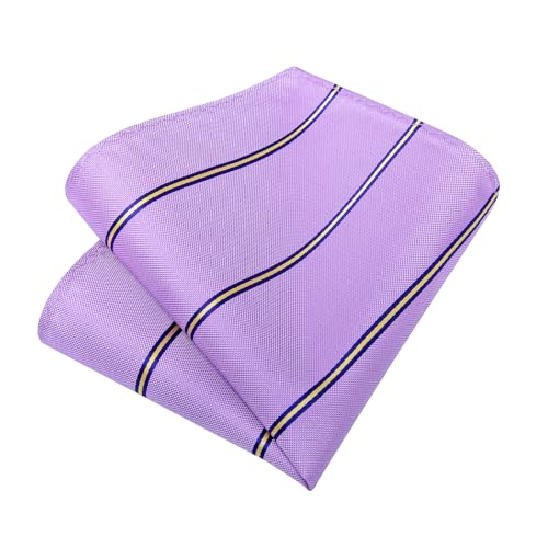 Image of DiBanGu Mens Tie Silk Plaid Striped Necktie and Pocket Square Cufflinks Tie Clip Set with Gift Box Formal Wedding Party