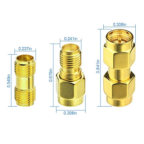 Superbat Rf Coaxial Sma Male To Sma Female Bulkhead Rg174 15Ft Cable + 3Pcs Rf Coax Sma Adapter Kit For Sdr Equipment Antenna Ham Radio,3G 4G Lte Antenna,Ads-B,Gps And Etc #TOP2