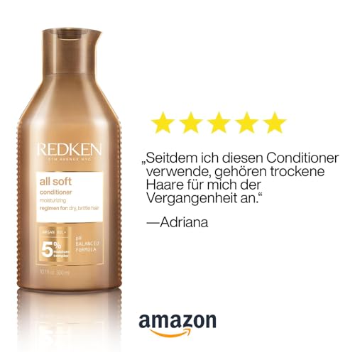 Redken Spülung für trockenes und brüchiges Haar, Belebt und hydratisiert, Mit Fettsäuren, Antioxidantien und Argan-Öl, All Soft Conditioner, 500 ml