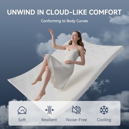 ELEMUSE 2 Inch Gel Memory Foam Mattress Topper King Size Pressure-Relieving Mattress Topper for Back Pain,Non-Slip Design with Removable & Washable Cover, CertiPUR-US - image 5