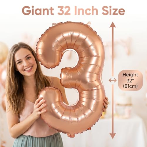 Image of YPSelected 32 Inch Large Foil Helium Number Balloon Birthday Wedding Party 0-9 (Orange, 3)