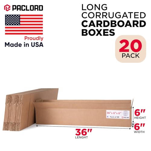 Image of Long Cardboard Boxes 36 inchL x 6 inchW x 6 inchH (Pack of 20) - USA-Made Packing Boxes for Moving, Shipping, or Storage - USPS, UPS, FedEx Approved - Professional Packing Supplies for Moving | USA-Made Packing Boxes for Moving, Shipping, or Storage - USPS, UPS, FedEx Approved - Professional Packing Supplies
