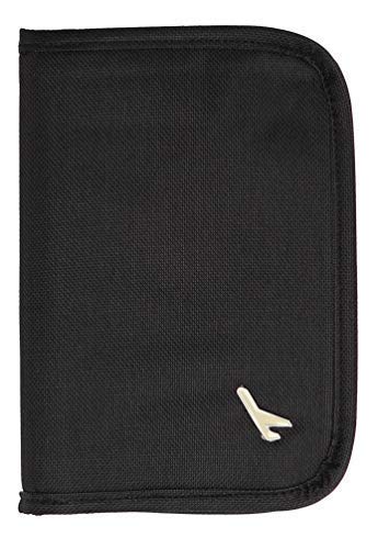 Black Travel Passport Credit Card Cash Wallet Purse Holder Case Document Bag Polyester with Zippered Closure Pen Holder Mesh Pockets-image-2