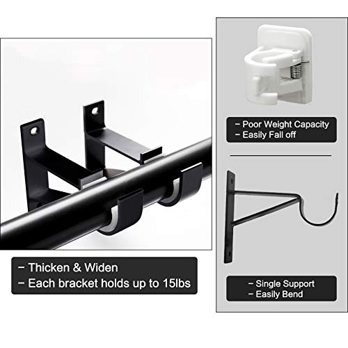 Segnayen Curtain Rod Bracket, Curtain Rod Holder Hooks 2 Pack Single Curtain Brackets Heavy Duty Curtain Rod Brackets For 1 Inch Large Drapery Rods, Black Curtain Rod Hangers Supports #TOP3