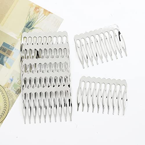 20 Pack Bulk 5 10 Teeth Silver Metal Side Hair Combs Plain Blank Crafting Diy Wire Slide Combs Wedding Bridal Veil Combs Decorative Headpiece French Twist Updo Chignon Clip Bun Holder Hair Accessories (10 Teeth, Silver) #TOP5