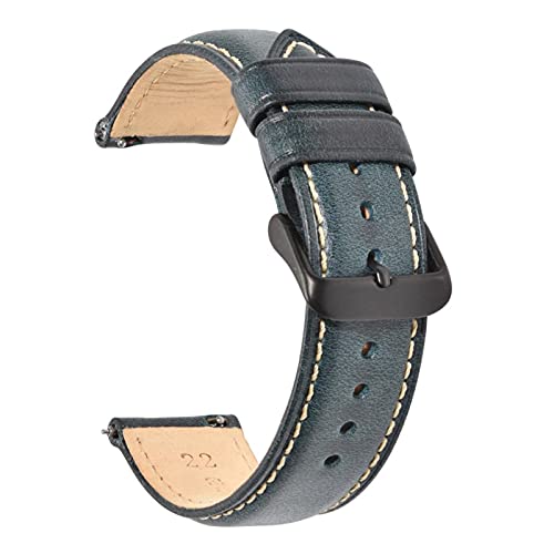 YANGHENG Cuero bronceado de aceite de cuero 22 mm 20 mm 18 mm de reloj de reloj de reloj de reloj Reloj rápido Correa de banda marrón compatible con hombres mujeres compatibles con fósiles(Dark blue-B