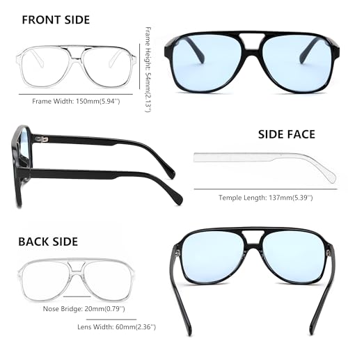 Image of FEISEDY Vintage Retro 70s Plastic Aviator Sunglasses Women Men Classic Large Squared Frame B2751