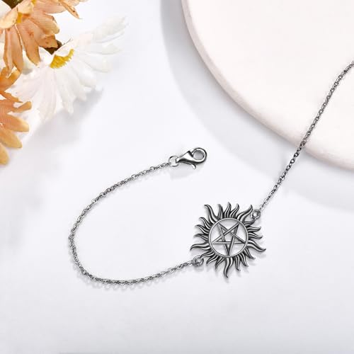 URONE Supernatural Bracelet 925 Sterling Silver Anti Possession Bracelet Pentagram Jewelry Gifts for Women3