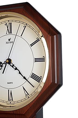 Justime Traditional Schoolhouse Pendulum Wall Clock Chimes Hourly With Westminster Melody Made In Taiwan, 4Aa Batteries Included (Pp0258-Rrm Red Mahogany) #TOP2