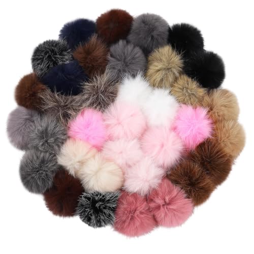 4.5" Fluffy Faux Fur Pom Poms for Hat Knitting & Crochet Accessories, 36Pcs