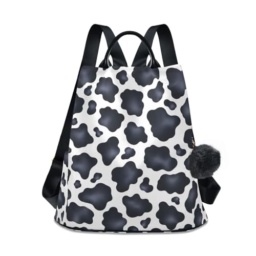 Sac à dos femme motif vache imprimé pois noir et blanc pour le quotidien