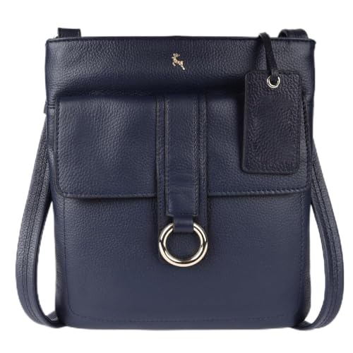 Ashwood Women’s Genuine Leather Crossbody - Elegant Shoulder Handbag with Adjustable Strap, Secure Zip Closure & Multiple Pockets: 64033 (Cotswold Navy)